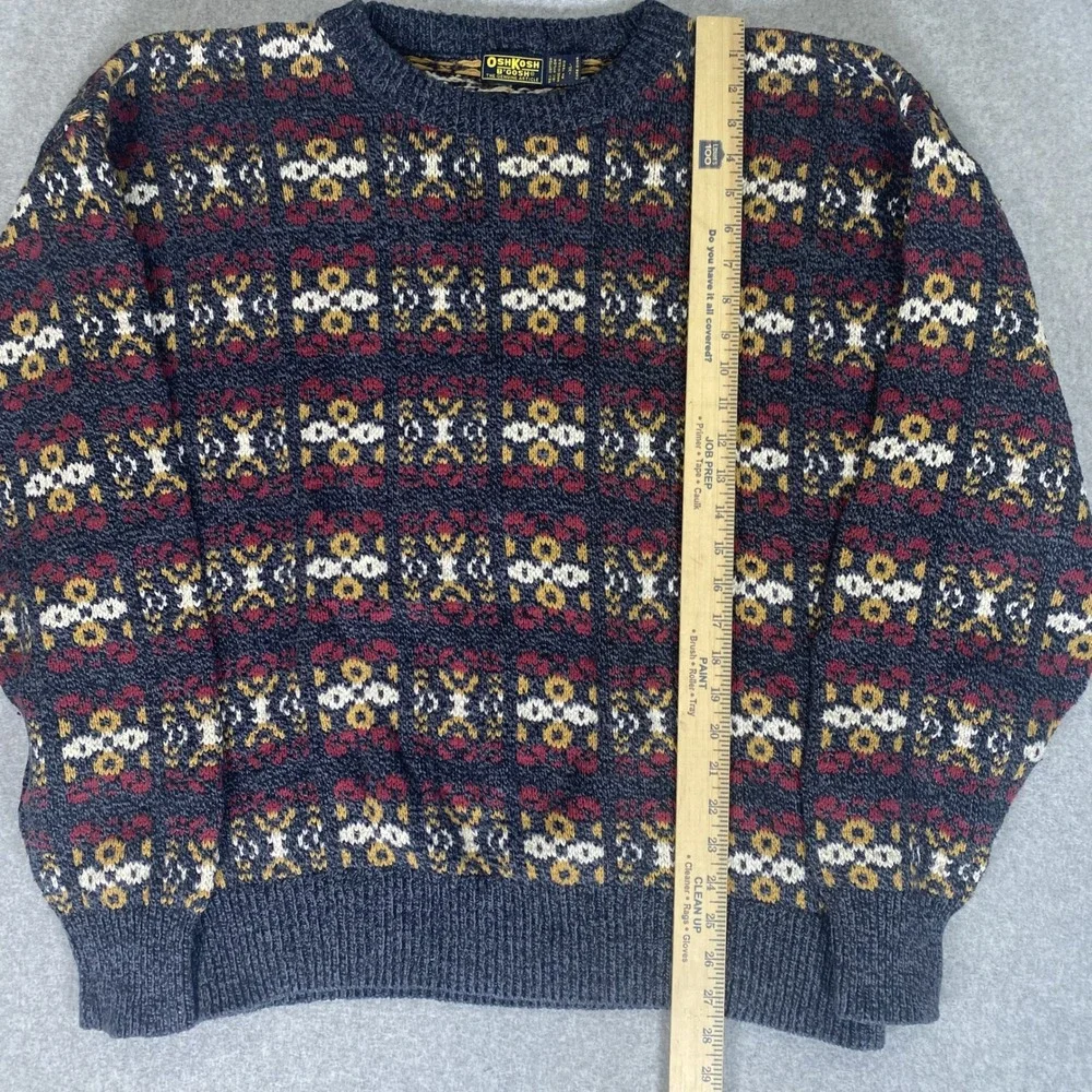 Vintage OshKosh B'gosh Sweater Mens XL Multi Colo Geometric Knit Made in USA